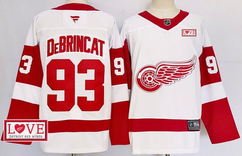 Men Detroit Red Wings 93 Debrincat White Fanatics 2025 NHL Jersey style 6